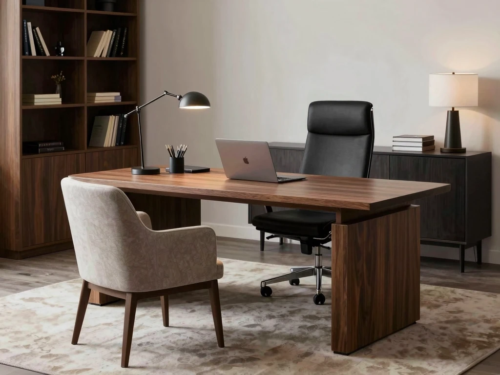 Elegant workspace featuring Throxxenghon seating